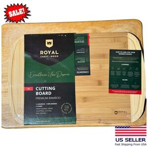 Royal XL Bamboo Cutting Board w/ Juice Groove Chopping Board 18x12 Round Corners